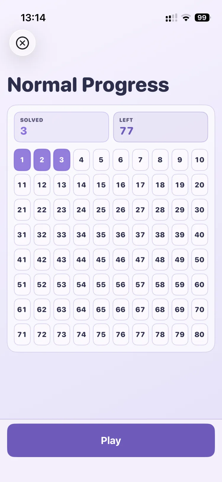 EQ Puzzle progress screen