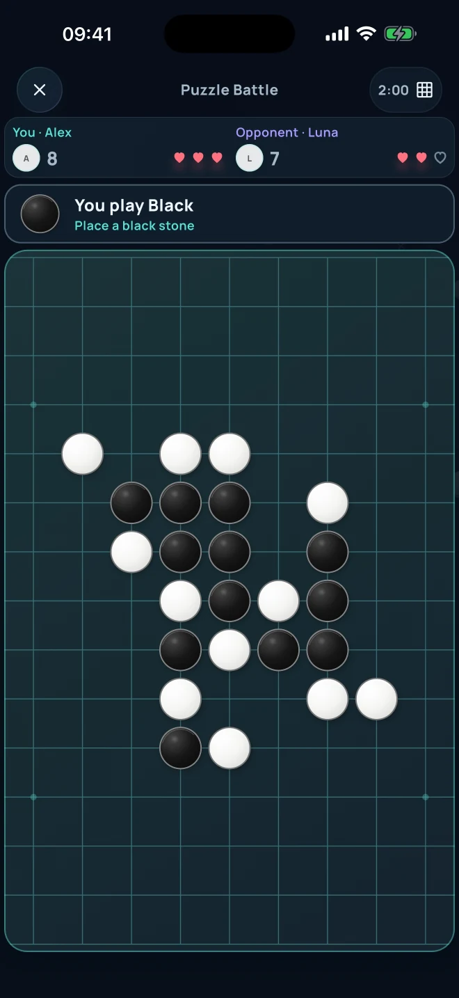 Puzzle Battle on mobile with two players racing on the same puzzle